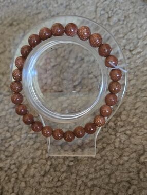 Handmade Golden Sandstone Bracelet  Goldstone Gemstone Beaded Jewelry  315